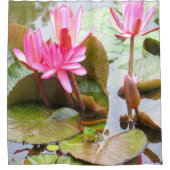 カエルとユリのパッド シャワーカーテン (正面)