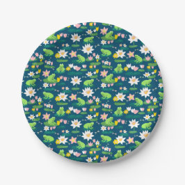 カエルとリリーのパッドかわいい誕生日ベビーシャワー ペーパープレート