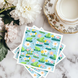 カエルとリリーパッドかわいい赤ちゃんシャワー誕生日子供 スタンダードカクテルナプキン