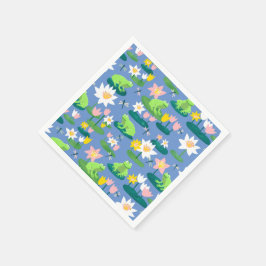 カエルとリリーパッドかわいい赤ちゃんシャワー誕生日子供 スタンダードカクテルナプキン