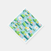 カエルとリリーパッドかわいい赤ちゃんシャワー誕生日子供 スタンダードカクテルナプキン (角)