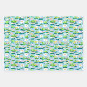 カエルとリリーパッドかわいい赤ちゃんシャワー誕生日子供 ラッピングペーパーシート (正面)