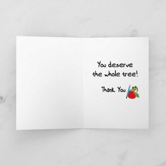 カエルとリンゴ良い先生感謝ありがとう サンキューカード (内部)