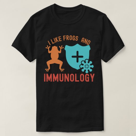 カエルと免疫学が好き Tシャツ (デザイン正面)