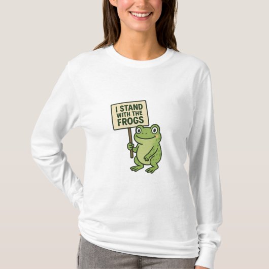 カエルと共に生きる - ミニマリストタイポグラフィTシャツ Tシャツ (正面)