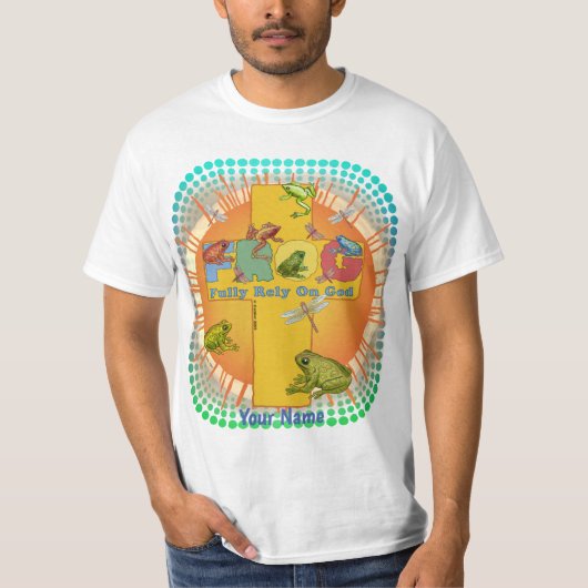 カエルと十字架のキリスト教Tシャツ Tシャツ (正面)