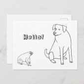 カエルと犬,こんにちは,着色はがき ポストカード (正面/裏面)