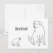 カエルと犬、ハロー、ぬりえポストカード 2 ポストカード (正面/裏面)