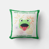 カエルと花火デザイン クッション (正面)