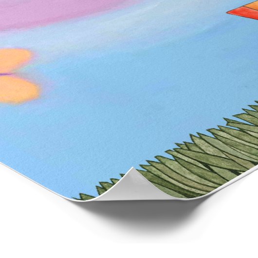 カエルと花 ポスター (角)