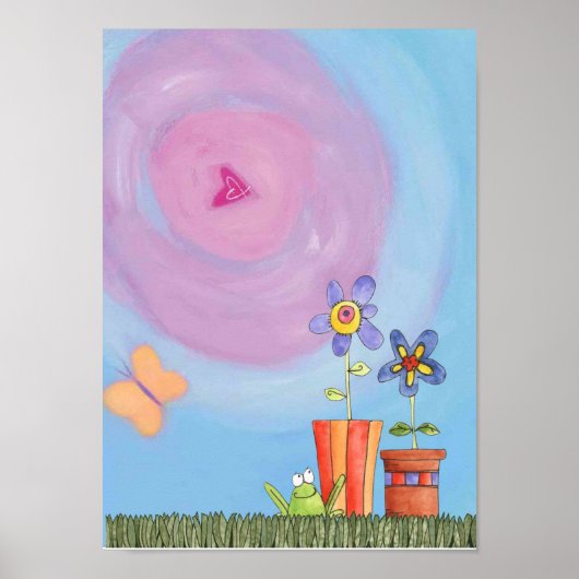 カエルと花 ポスター (正面)