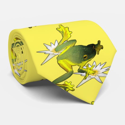 カエルと蓮の花ネックタイ ネクタイ (ロール)