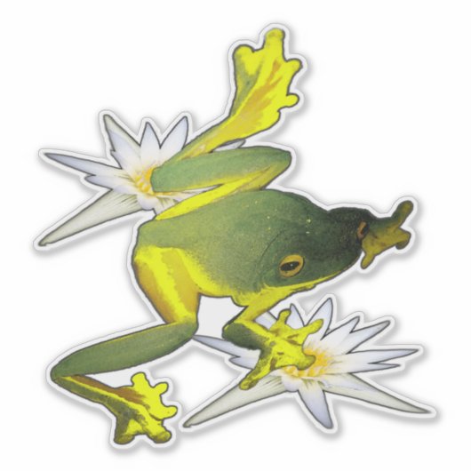 カエルと蓮の花絵を描油、 シール (正面)