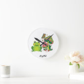 カエルと蝶 ラウンド壁時計 (ホーム)