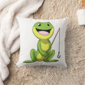 カエルと魚釣り魚釣り棒 クッション (ブランケット)