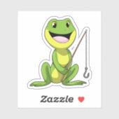 カエルと魚釣り魚釣り棒 シール (シート)