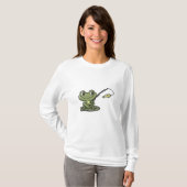 カエルと魚釣り魚釣り棒 Tシャツ (正面フル)