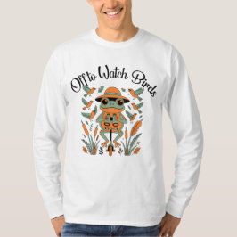 カエルによるバードウォッチングのデザイン Tシャツ