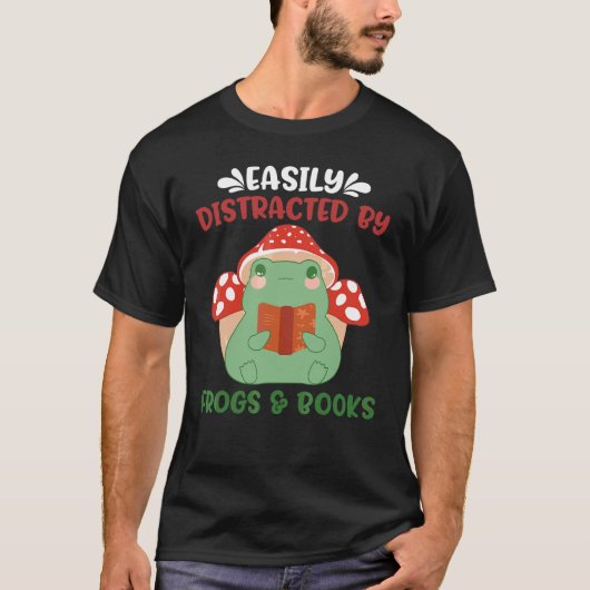 カエルに簡単に気を取られる読書中毒者のライフスタイル & Tシャツ (正面)