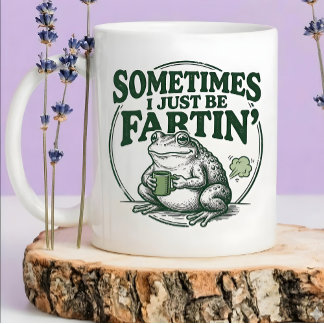 カエルのおならマグカップ たまにおならしちゃうよね Funny Frog Farting Mug ツートーンマグカップ