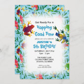 カエルのお祭りジャングルキッズ誕生日パーティー 招待状 (正面/裏面)