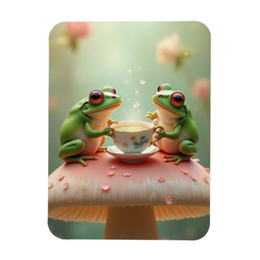 カエルのお茶会 マグネット (縦)