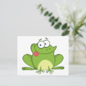 カエルのぶら下がった漫画キャラクター ポストカード (スタンド正面)