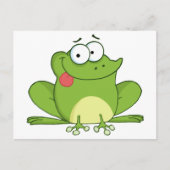 カエルのぶら下がった漫画キャラクター ポストカード (正面)