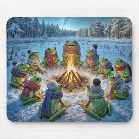 カエルのまわりにが焚き火を集める マウスパッド (正面)