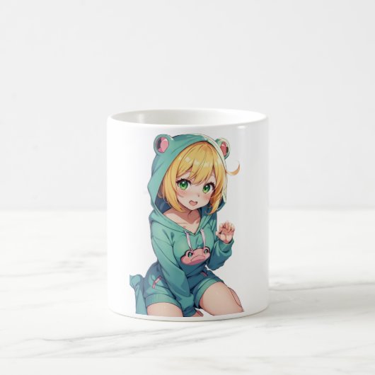 カエルのアニメフード付きスウェットシャツ コーヒーマグカップ (中央)