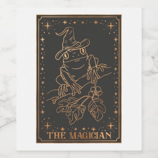 カエルのウィザードハットムーンダークエステティック ワインラベル (シングルラベル)