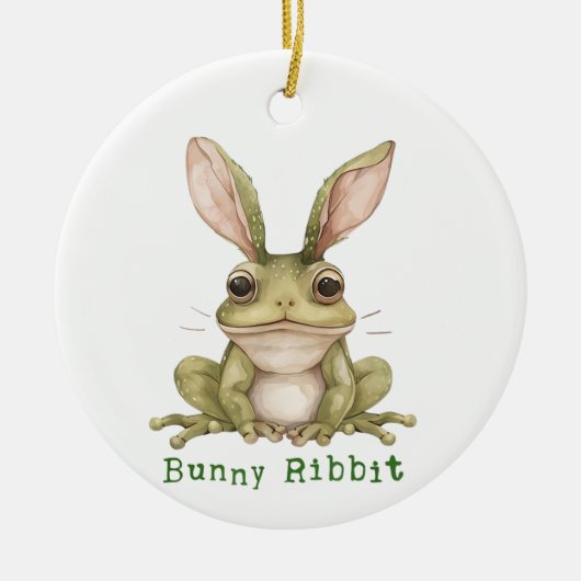 カエルのウサギのフロッピーイヤーイースターおもしろいに入る セラミックオーナメント (正面)