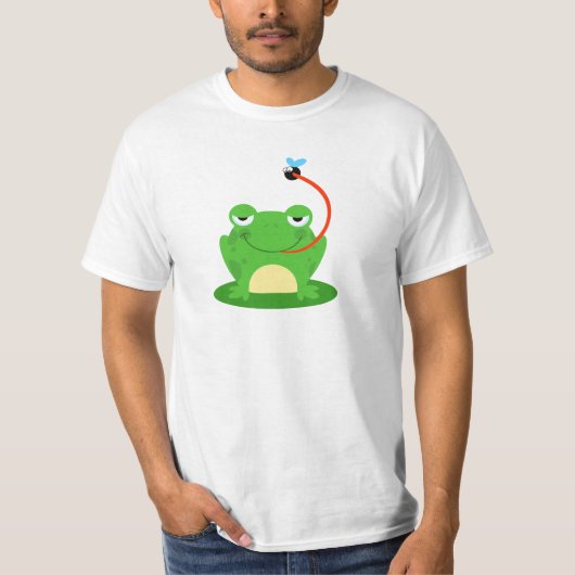 カエルのカエルの水陸両生的でおもしろいな虫の漫画動物 Tシャツ (正面)