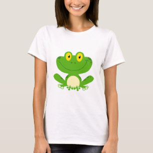 カエルのカエルの水陸両生的な緑のかわいい漫画動物 Tシャツ