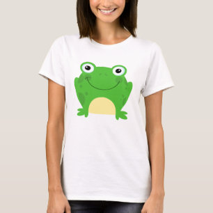 カエルのカエルの水陸両生的な緑のかわいい漫画動物 Tシャツ