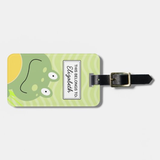 カエルのカスタマイズ可能な荷物タグをフレディ ラゲッジタグ (正面横)