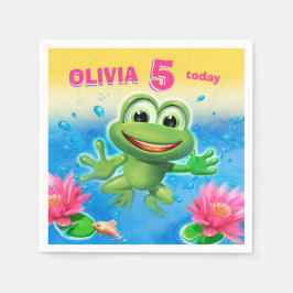カエルのカスタムなパーティーの紙ナプキンの跳躍 スタンダードカクテルナプキン