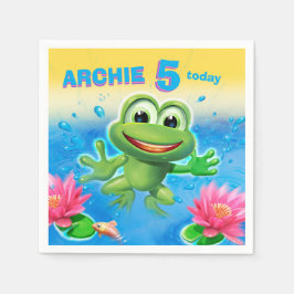 カエルのカスタムなパーティーの紙ナプキンの跳躍 スタンダードカクテルナプキン