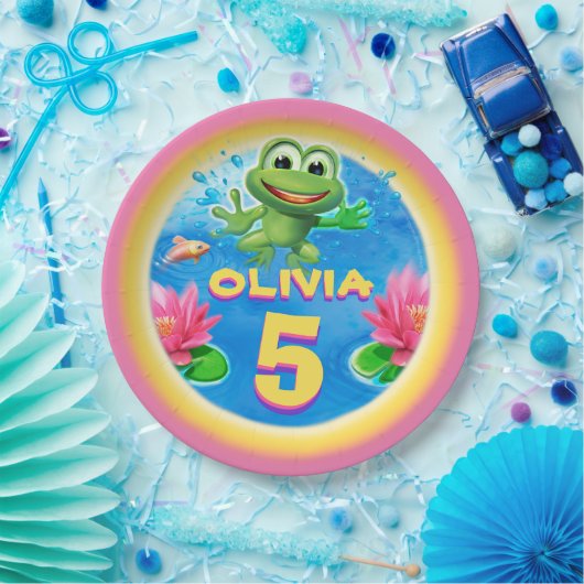 カエルのカスタムの紙のパーティーを跳躍させて9インチをめっきして下さい ペーパープレート (パーティー)