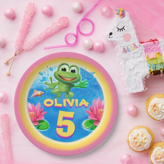 カエルのカスタムの紙のパーティーを跳躍させて9インチをめっきして下さい ペーパープレート (パーティー)