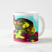 カエルのキノコおもしろい ジャンボコーヒーマグカップ (正面右)