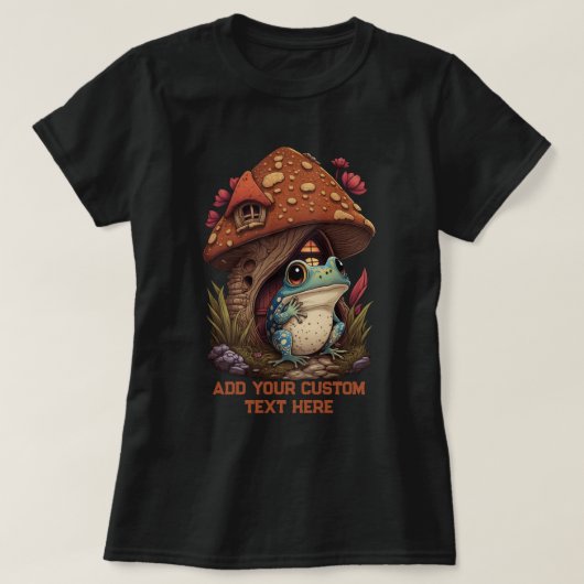 カエルのキノコの野生の森のヒキガエル、カエルの恋人 Tシャツ (デザイン正面)