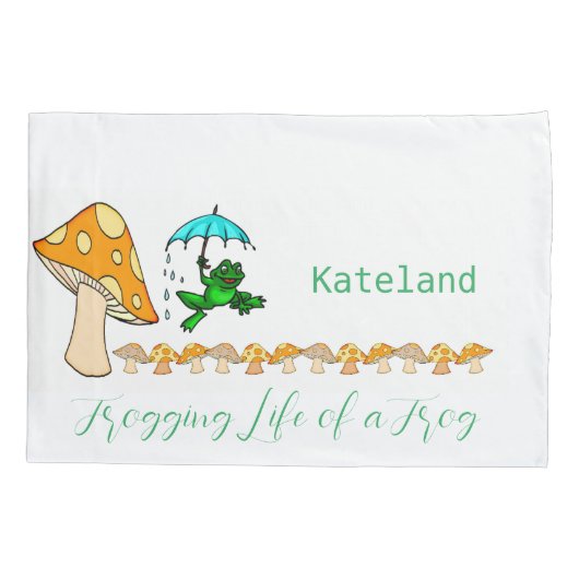 カエルのキノコを凍らせるピローケース 枕カバー (裏面)