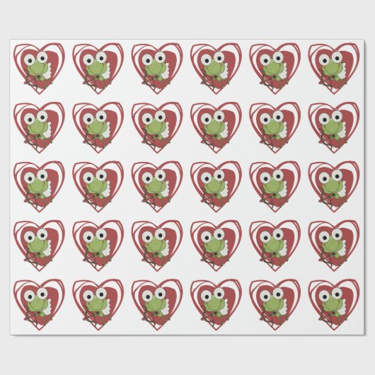 カエルのキューピッドのバレンタインのラッピングペーパー ラッピングペーパー (フラット)