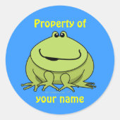 カエルのギフトキュート緑のカエル名前をカスタムするシール ラウンドシール (正面)