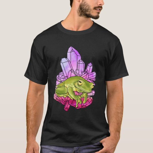 カエルのクリスタルアメジストの宝石所有者 Tシャツ (正面)