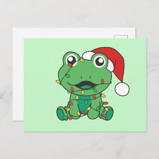 カエルのクリスマスウィンターアニマルズホリデーカエル シーズンポストカード (正面/裏面)