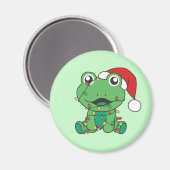 カエルのクリスマスウィンターアニマルズホリデーカエル マグネット (正面/裏面)