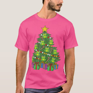 カエルのクリスマスツリーかわいいカエルのオーナメントペットカエル Tシャツ