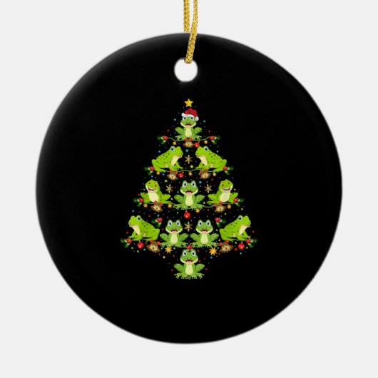 カエルのクリスマスツリーギフトおもしろいクリスマスカエル セラミックオーナメント (正面)